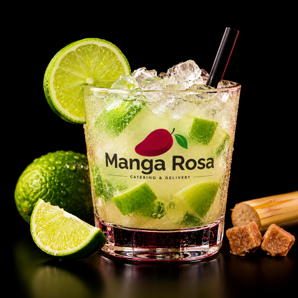 Caipirinhas artesanais de maracujá e limão com gelo picado e hortelã